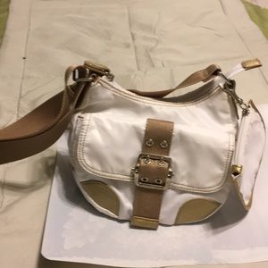 Franco Sarto White and Tan Mini Bag